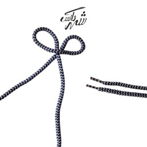 بند کفش گرد سفید آبی راه‌راه – کد 73 مناسب کفش روزمره و اسپرت