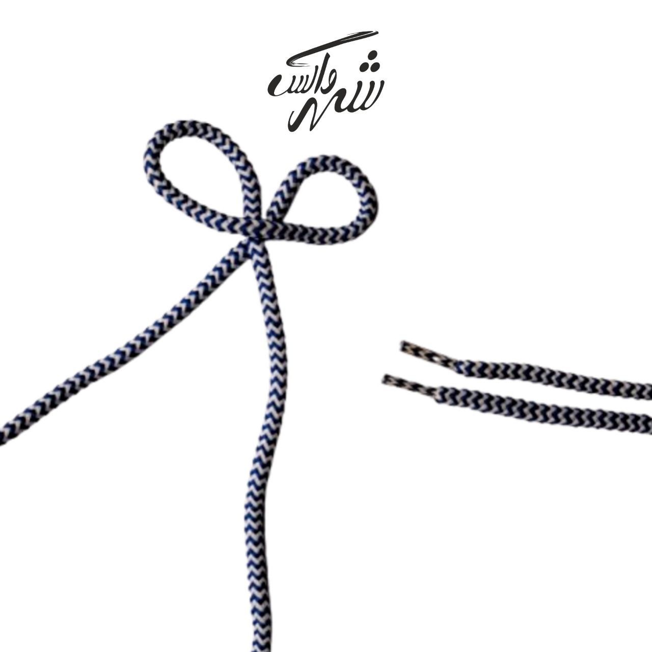 بند کفش گرد سفید آبی راه‌راه – کد 73 مناسب کفش روزمره و اسپرت