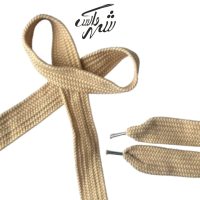 بند کفش تخت پهن کرم – کد 90 مناسب کفش اسپرت و روزمره