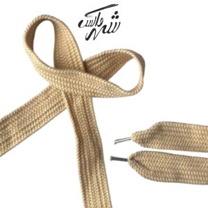 بند کفش تخت پهن کرم – کد 90 مناسب کفش اسپرت و روزمره