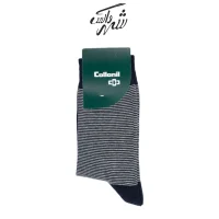 جوراب ساقدار مردانه راه راه سورمه ای پنبه ای